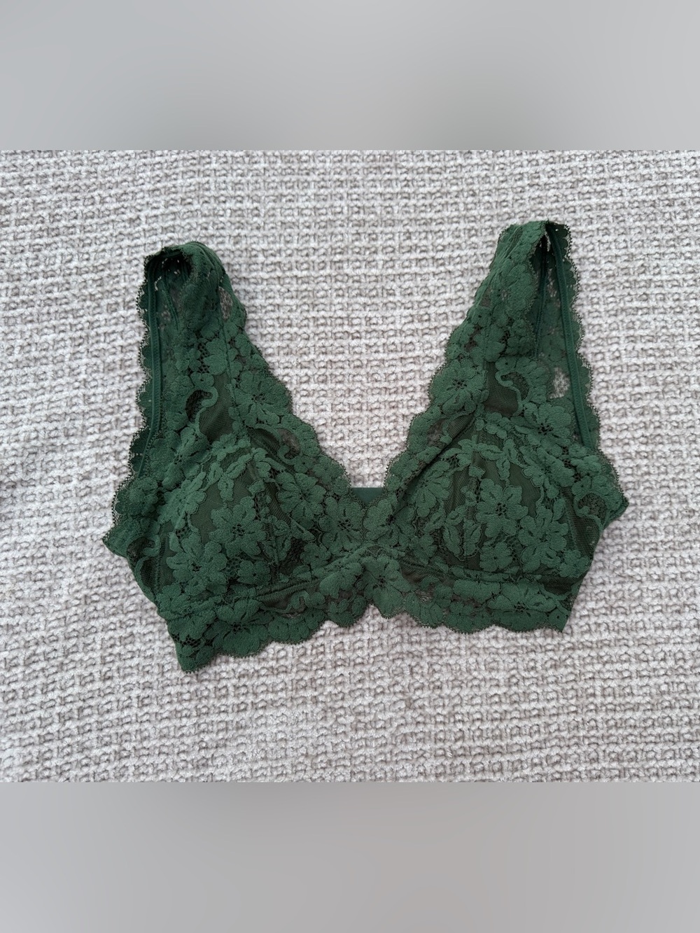 aerie Dark Green Lace Plunge Bralette